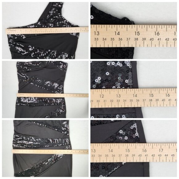Arden B Womens One Shoulder Sequin Dress Size L Black NWT - Picture 6 of 7